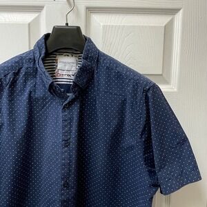 Denim & Flower Ricky Singh Men's X-Large Blue Dot‎ S/S Cotton Button Up Shirt